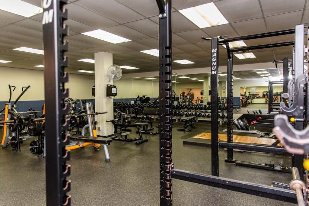 Southwest_Weight room with various weightlifting equipment